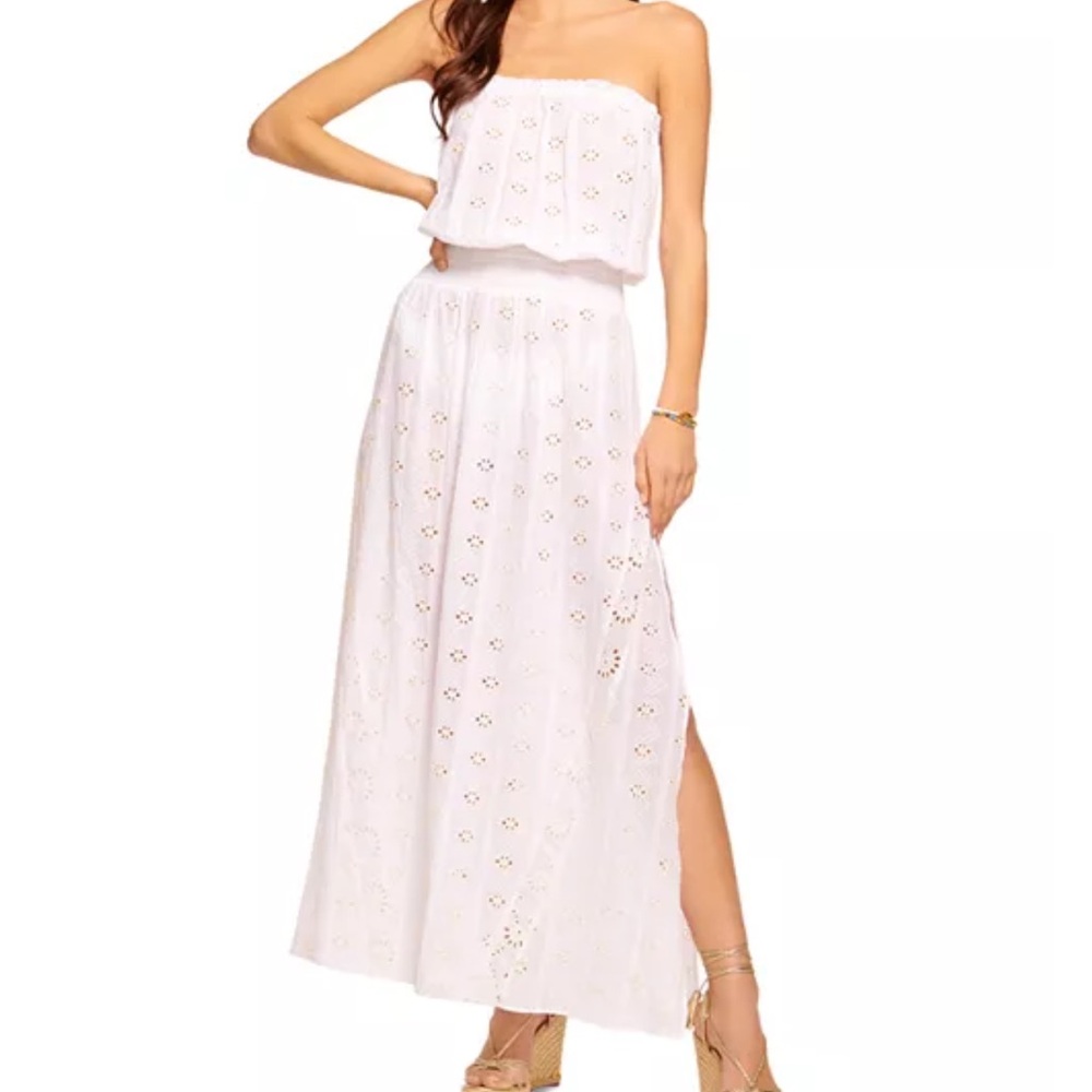 RAMY BROOK |  Women’s XL White Eyelet Strapless Maxi Swim Cover Up Dress